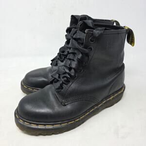 Dr. Martens Made in England Black Leather Combat Boots Womens US 8